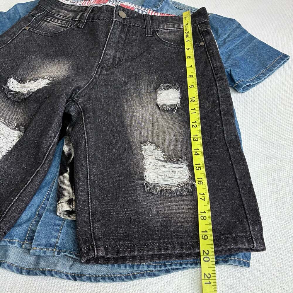 5 Lot Boys Denim Shorts Shirt Jeans Fashion Distressed Size 12-13Y New - Picture 8 of 12